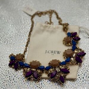 J. Crew Gold and Purple Statement Necklace